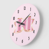 Grande Horloge Ronde Bow en verre rose avec pierre centrale (Angle)