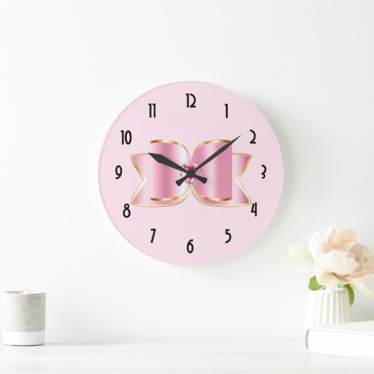 Grande Horloge Ronde Bow en verre rose avec pierre centrale (Maison)