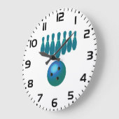 Grande Horloge Ronde Bowling Ball et Pins Sports amusants (Angle)