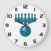 Grande Horloge Ronde Bowling Ball et Pins Sports amusants (Recto)