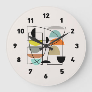 Grande Horloge Ronde "Bowls" modernes du milieu du siècle