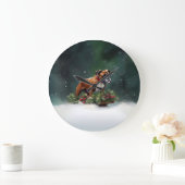 Grande Horloge Ronde Boxe neige de Noël hiver (Maison)