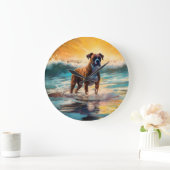Grande Horloge Ronde Boxer Beach Surfing Peinture (Maison)