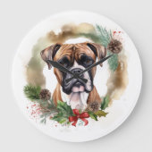 Grande Horloge Ronde Boxer Christmas Wreath Festive Pup (Recto)