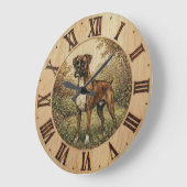 Grande Horloge Ronde Boxer Dog Wall Clock - Playful Pet Decor  (Angle)