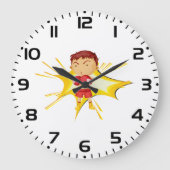 Grande Horloge Ronde Boxer pour enfants en gants et shorts rouges (Recto)