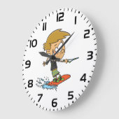 Grande Horloge Ronde Boy Wakeboard Fun Summer Sports nautiques (Angle)