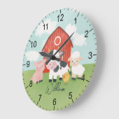 Grande Horloge Ronde Boys Farm Animal Barnyard Kids Nursery (Angle)