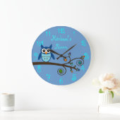 Grande Horloge Ronde Boy's Room Cute Owl (Maison)