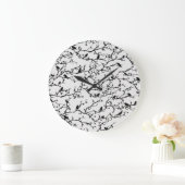 Grande Horloge Ronde Branches Oiseaux et Sakura Peinture japonaise (Maison)