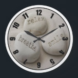 Grande Horloge Ronde Breathe Relax Smile Customized Photo Clock<br><div class="desc">Breathe Relax Smile Customized Photo Clock makes a great birthday ou wedding gift for a bride or bridesmaid Add</div>