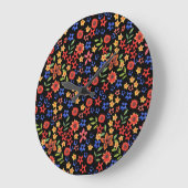 Grande Horloge Ronde Bright Floral Impression personnalisée Arrondi Hor (Angle)