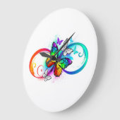 Grande Horloge Ronde Bright infinity with rainbow butterfly (Angle)