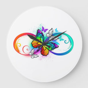 Grande Horloge Ronde Bright infinity with rainbow butterfly
