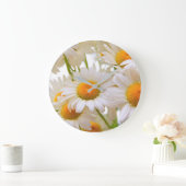 Grande Horloge Ronde Bright Summer Daisies Flowers (Maison)