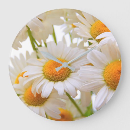 Grande Horloge Ronde Bright Summer Daisies Flowers (Recto)