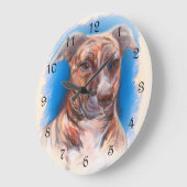 Grande Horloge Ronde Brindle Pit Bull Dog (Angle)
