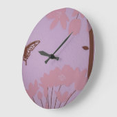 Grande Horloge Ronde Brodek Pink Lavender Deco Baby's room clock Flower (Angle)