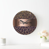 Grande Horloge Ronde Bronze noir léopard (Maison)