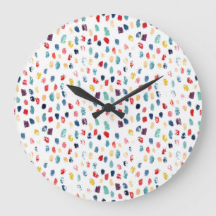 Grande Horloge Ronde Brosse Colorée : Aquarelle Sans Couleur.