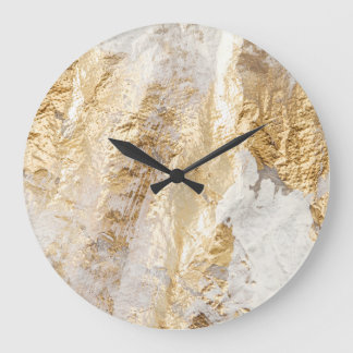 Grande Horloge Ronde Brosse d'or blanc à texture peinte.