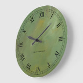 Grande Horloge Ronde Brossé Vert Faux Finish Wallclock Numéros romains (Angle)