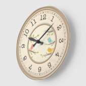 Grande Horloge Ronde Brown Clock avec Birds (Angle)
