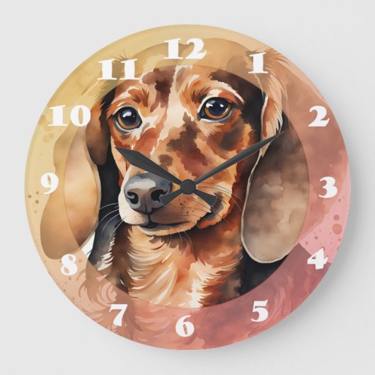 Grande Horloge Ronde Brown Dachshund (Recto)