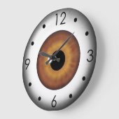 Grande Horloge Ronde Brown Eyeball Iris Eye Custom (Angle)