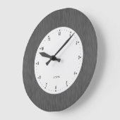 Grande Horloge Ronde Brown Faux Wood Grain Print (Angle)