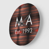 Grande Horloge Ronde Brown rustic brick stone add name letter year date (Angle)