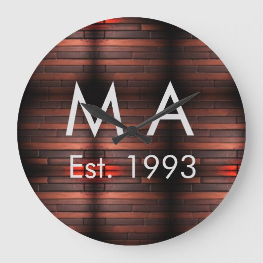 Grande Horloge Ronde Brown rustic brick stone add name letter year date (Recto)