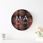 Grande Horloge Ronde Brown rustic brick stone add name letter year date (Maison)