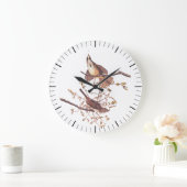 Grande Horloge Ronde Bruant de chanson Audubon avec araignée minuscule (Maison)