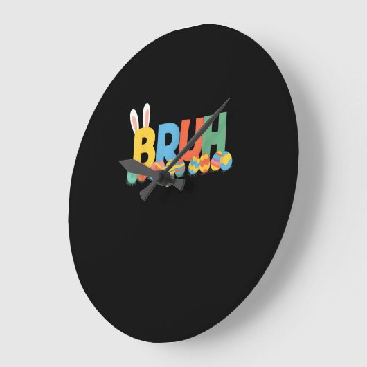 Grande Horloge Ronde Bruh Bunny Pâques mignon Mème Pour Enfants _9 (Angle)