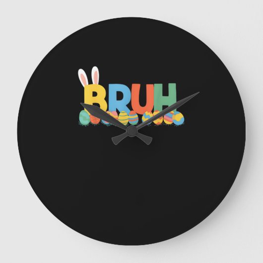 Grande Horloge Ronde Bruh Bunny Pâques mignon Mème Pour Enfants _9 (Recto)
