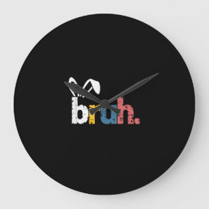 Grande Horloge Ronde Bruh Bunny Pâques mignonne mème pour les enfants _
