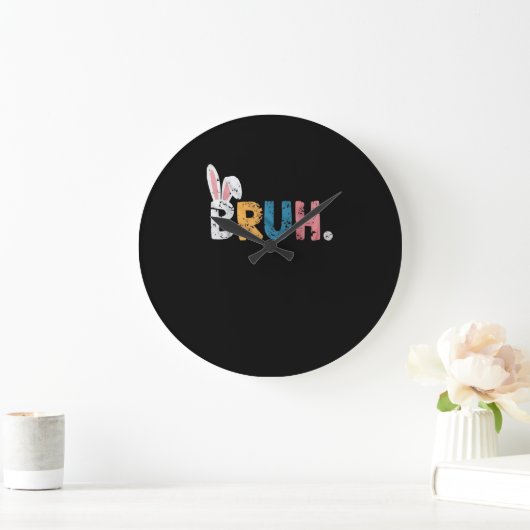 Grande Horloge Ronde Bruh Bunny Pâques mignonne mème pour les enfants _ (Maison)