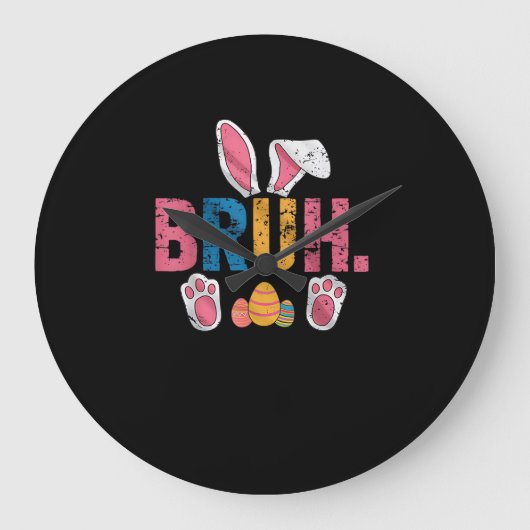 Grande Horloge Ronde Bruh Bunny Pâques mignonne mème pour les enfants _ (Recto)