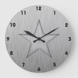 Grande Horloge Ronde Brushed metal-look star