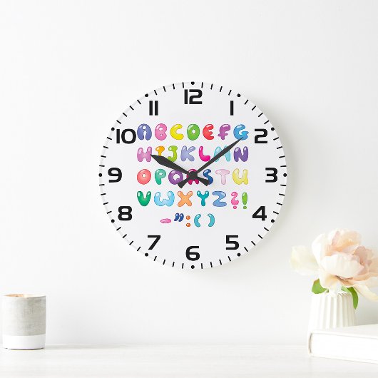 Grande Horloge Ronde Bubble Alphabet Letters Kids Typography