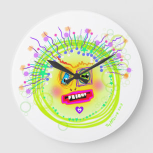 Grande Horloge Ronde Bubble Smile Meemogie Emoji Art