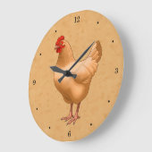 Grande Horloge Ronde Buff Orpington Poulet Hen (Angle)