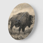 Grande Horloge Ronde Buffle américain - Bison des plaines (Angle)