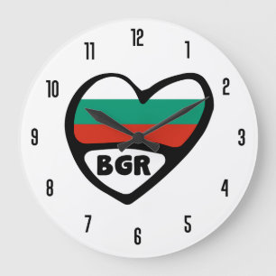 Grande Horloge Ronde Bulgarie Code de pays BGR Coeur du drapeau