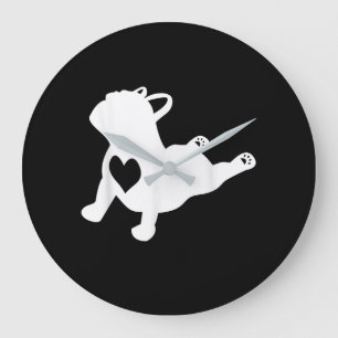 Grande Horloge Ronde Bulldog Yoga Pose Love Heart Workft Cadeau