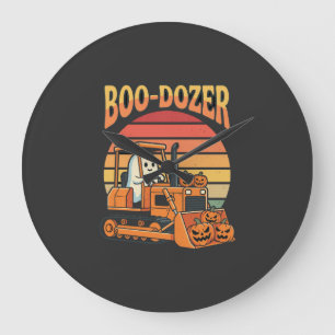 Grande Horloge Ronde Bulldozer fantôme de Halloween Boo-Dozer Citrouill