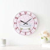 Grande Horloge Ronde Bulles de salle de bain rouges (Maison)