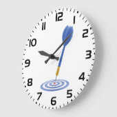 Grande Horloge Ronde Bullseye Hit Blue Dart on Target (Angle)