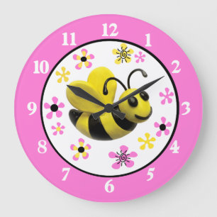 Grande Horloge Ronde Bumble Bee Baby Girl Douche